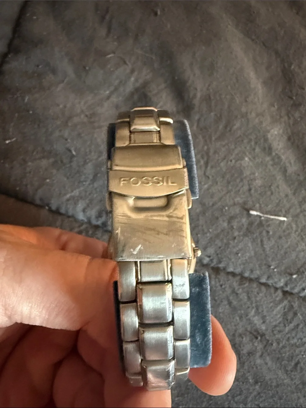 Fossil Men's Blue Dial Stainless Steel Watch - Vintage circa 1999